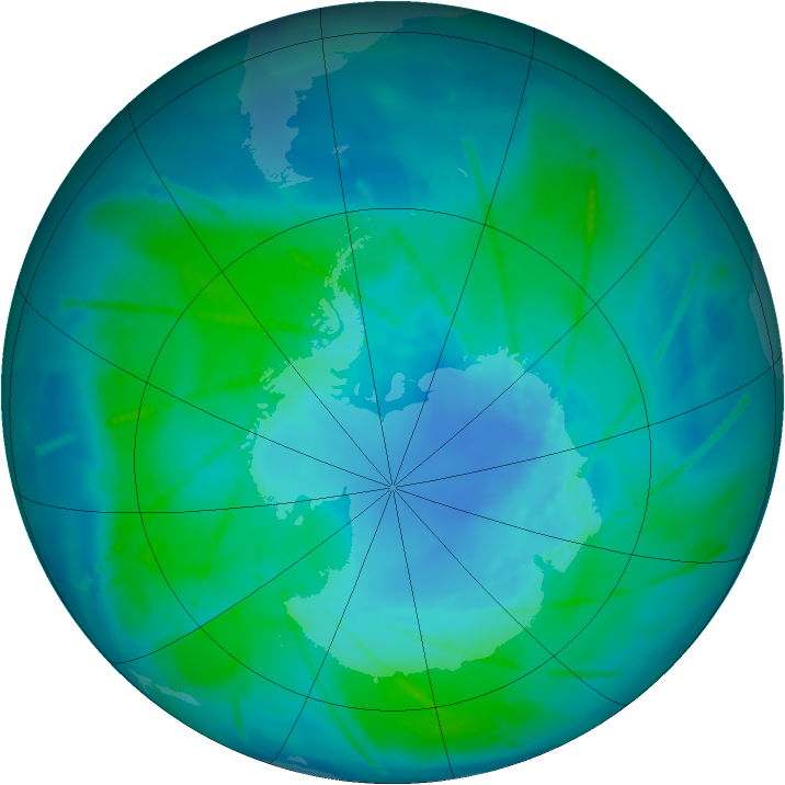 Antarctic ozone map for 10 February 2011